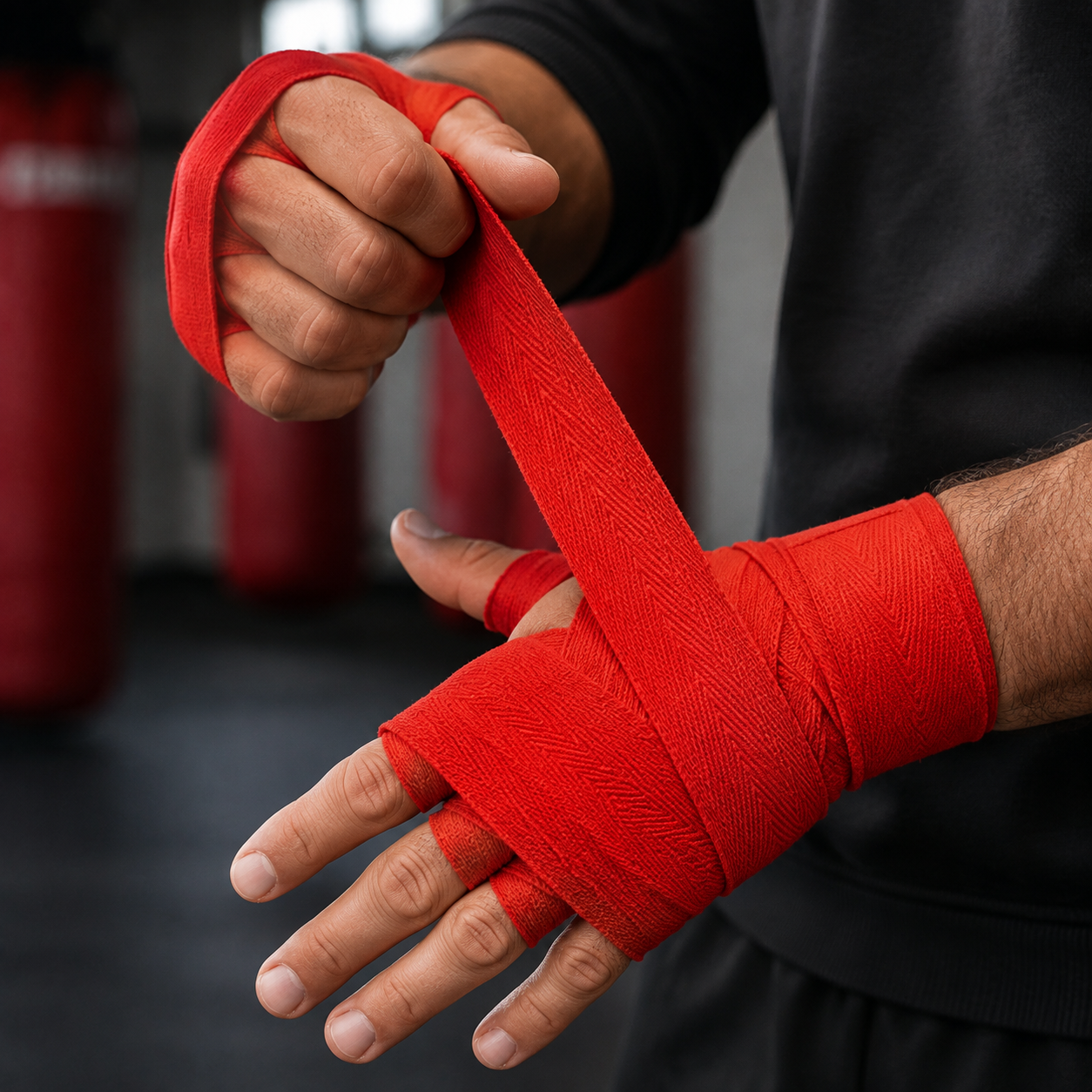 Polyester Boxing Hand Pair Wraps - Red
