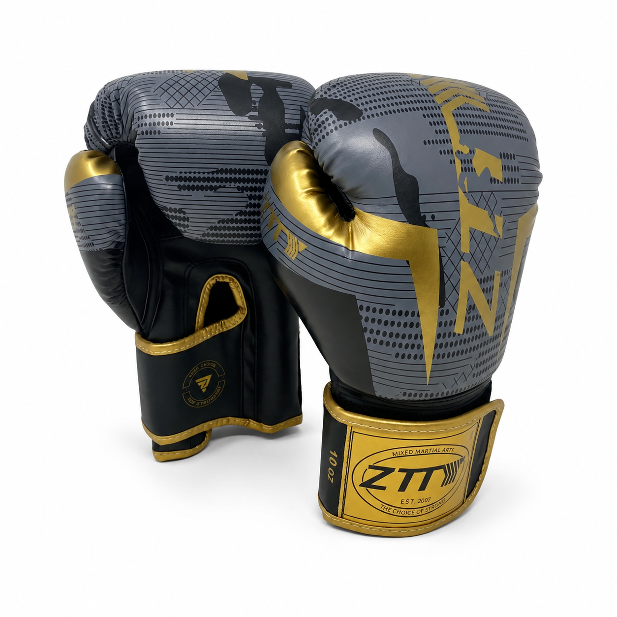 Patterned Boxing Gloves - Grey & Gold
