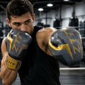 Patterned Boxing Gloves - Grey & Gold