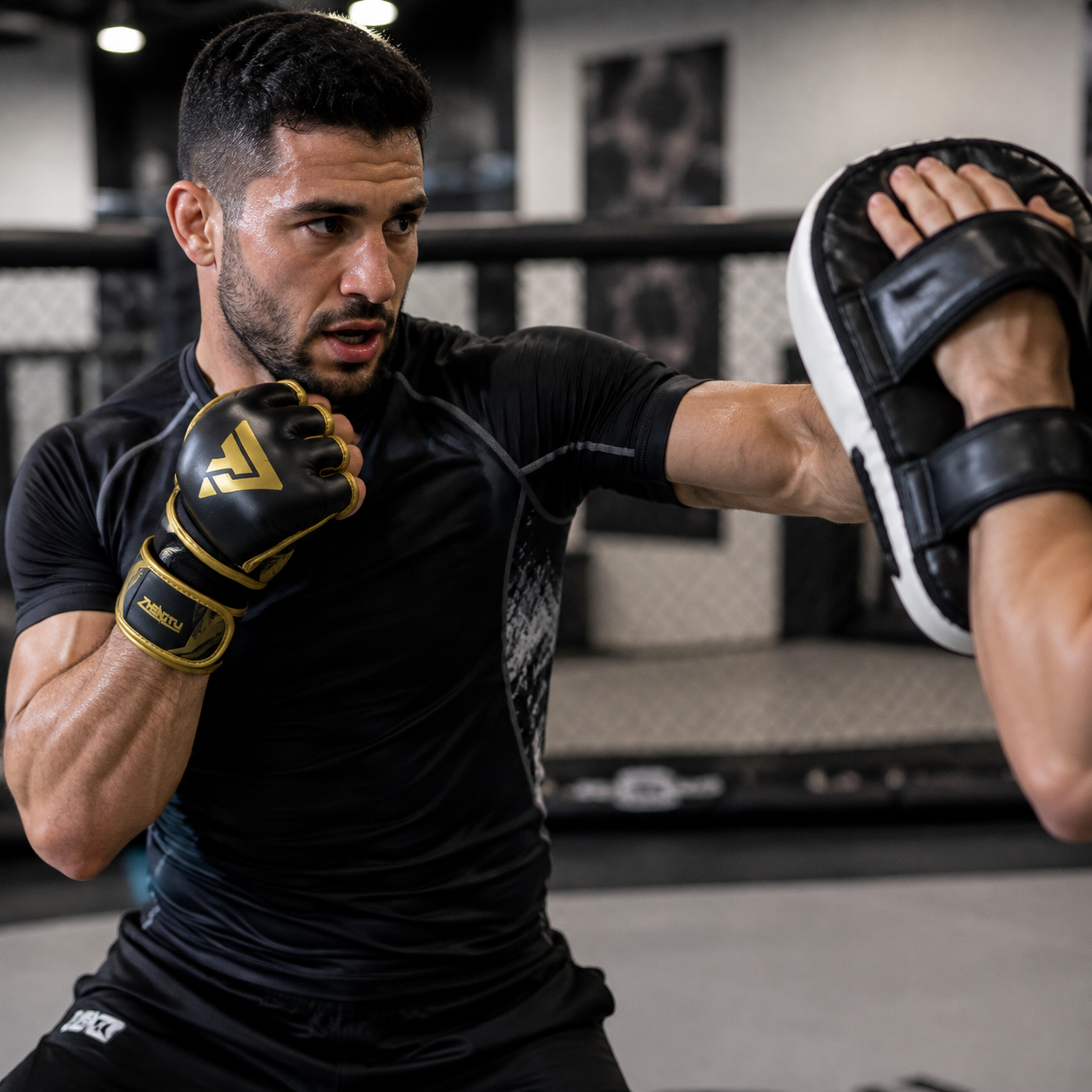 Open-Finger MMA Training Gloves - Gold
