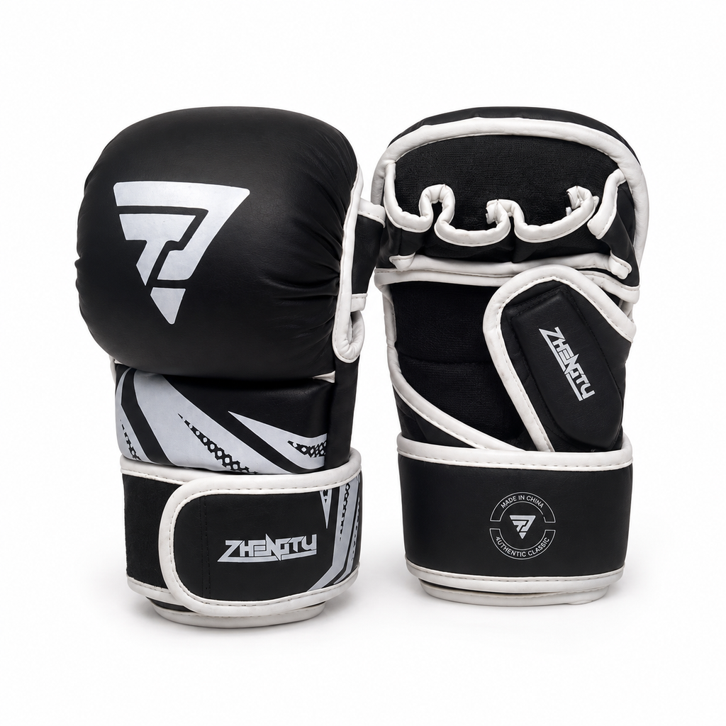 Open-Finger MMA Training Gloves - Black & White