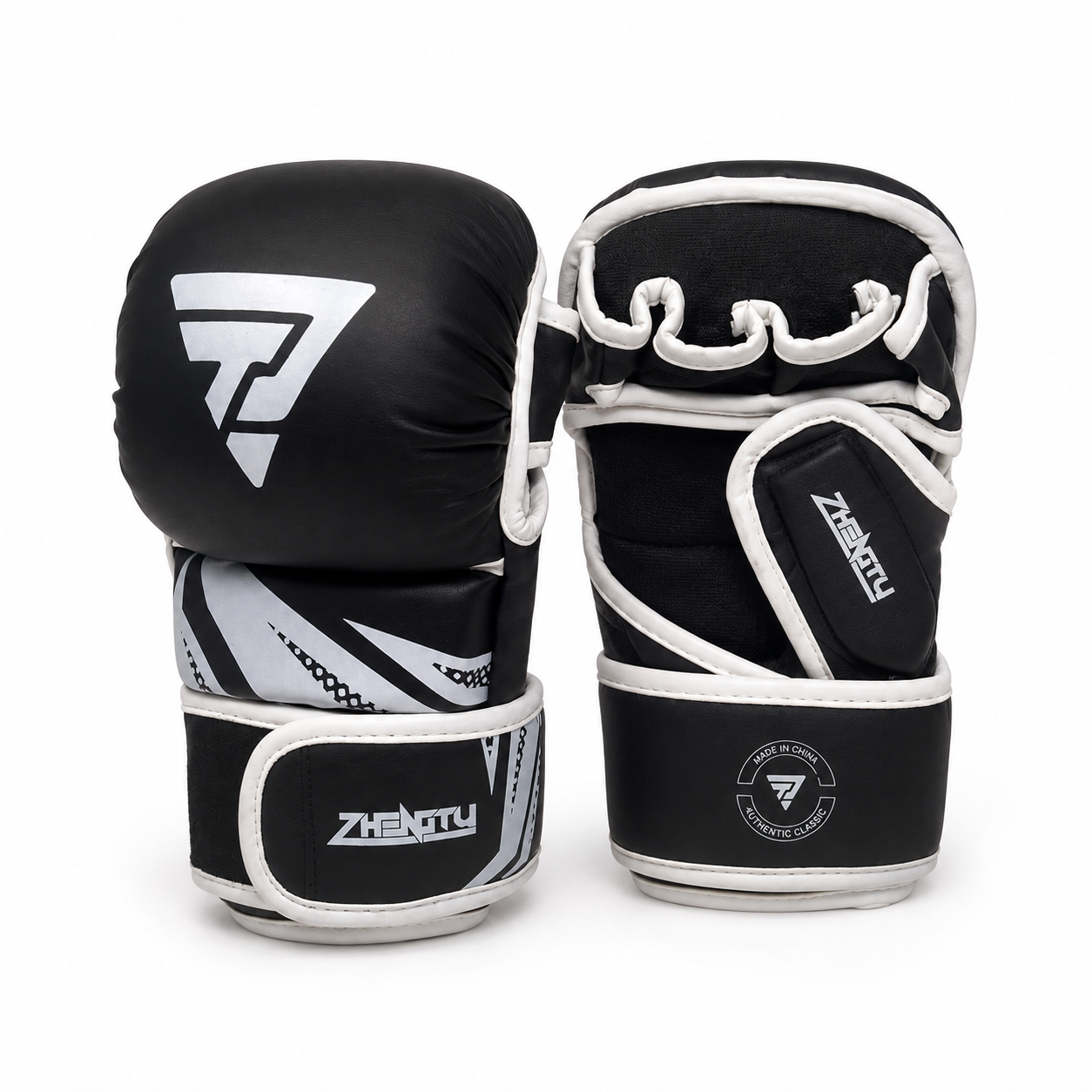 Open-Finger MMA Training Gloves - Black & White