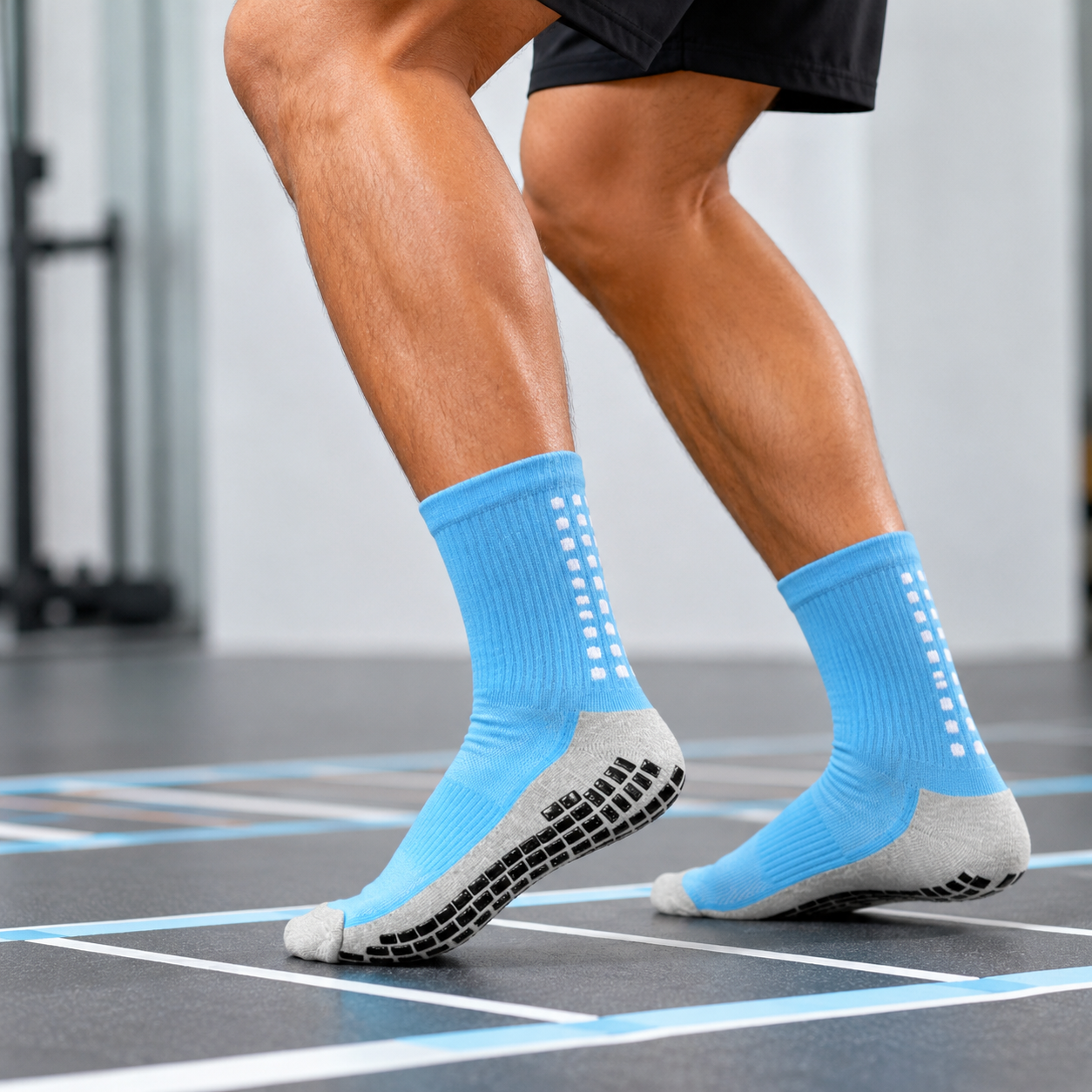 Adult Non-Slip Grip Socks - Blue