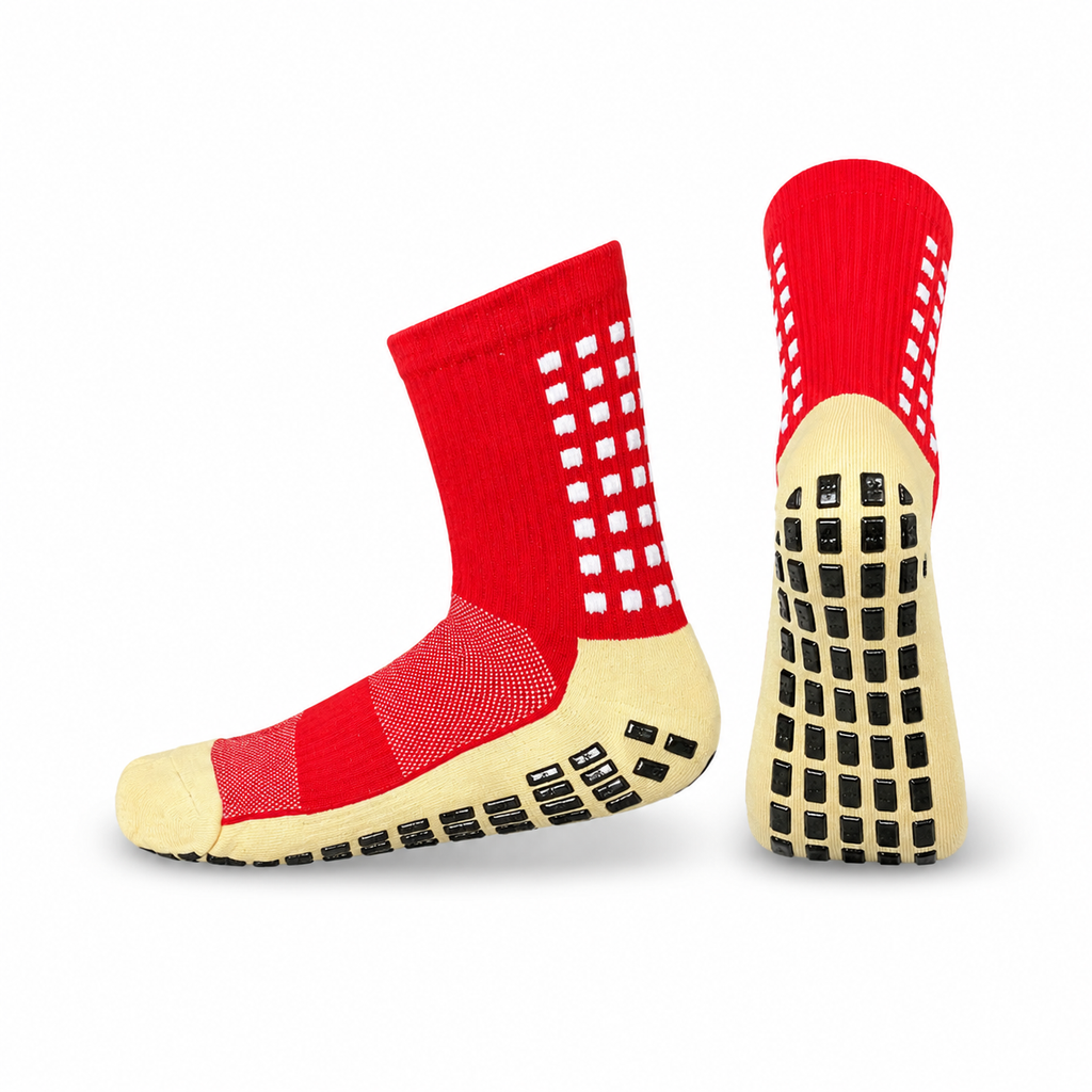 Adult Non-Slip Grip Socks - Red