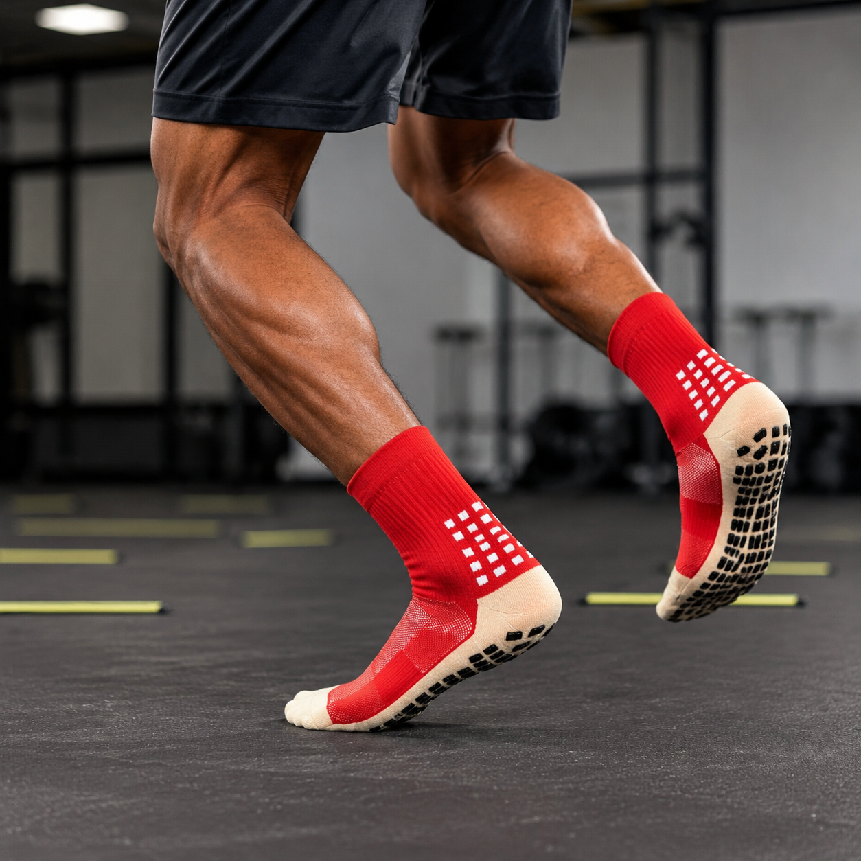 Adult Non-Slip Grip Socks - Red