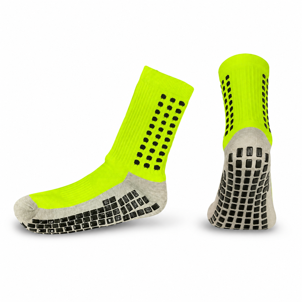 Adult Non-Slip Grip Socks - Neon Yellow