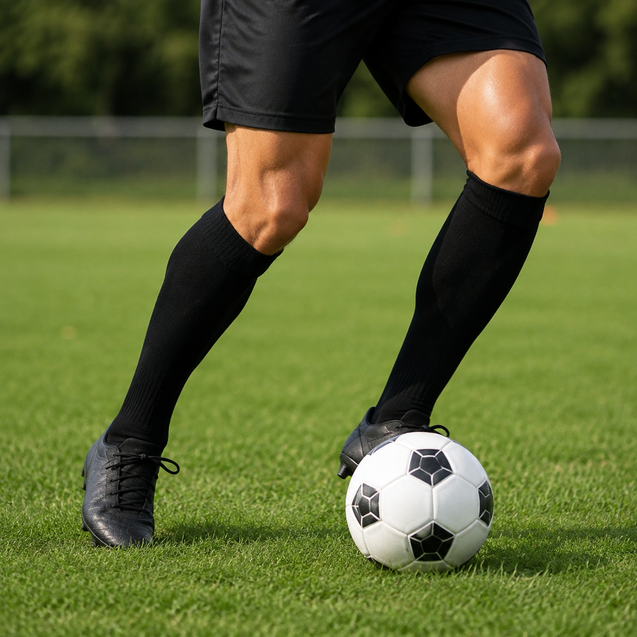 Classic Knee-High Football Socks - Black
