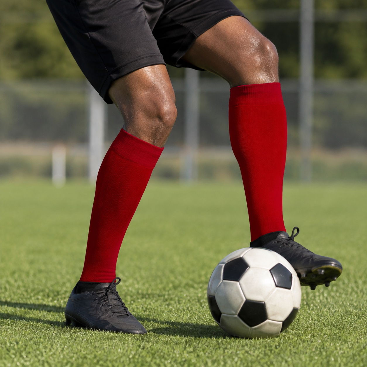 Classic Knee-High Football Socks - Red