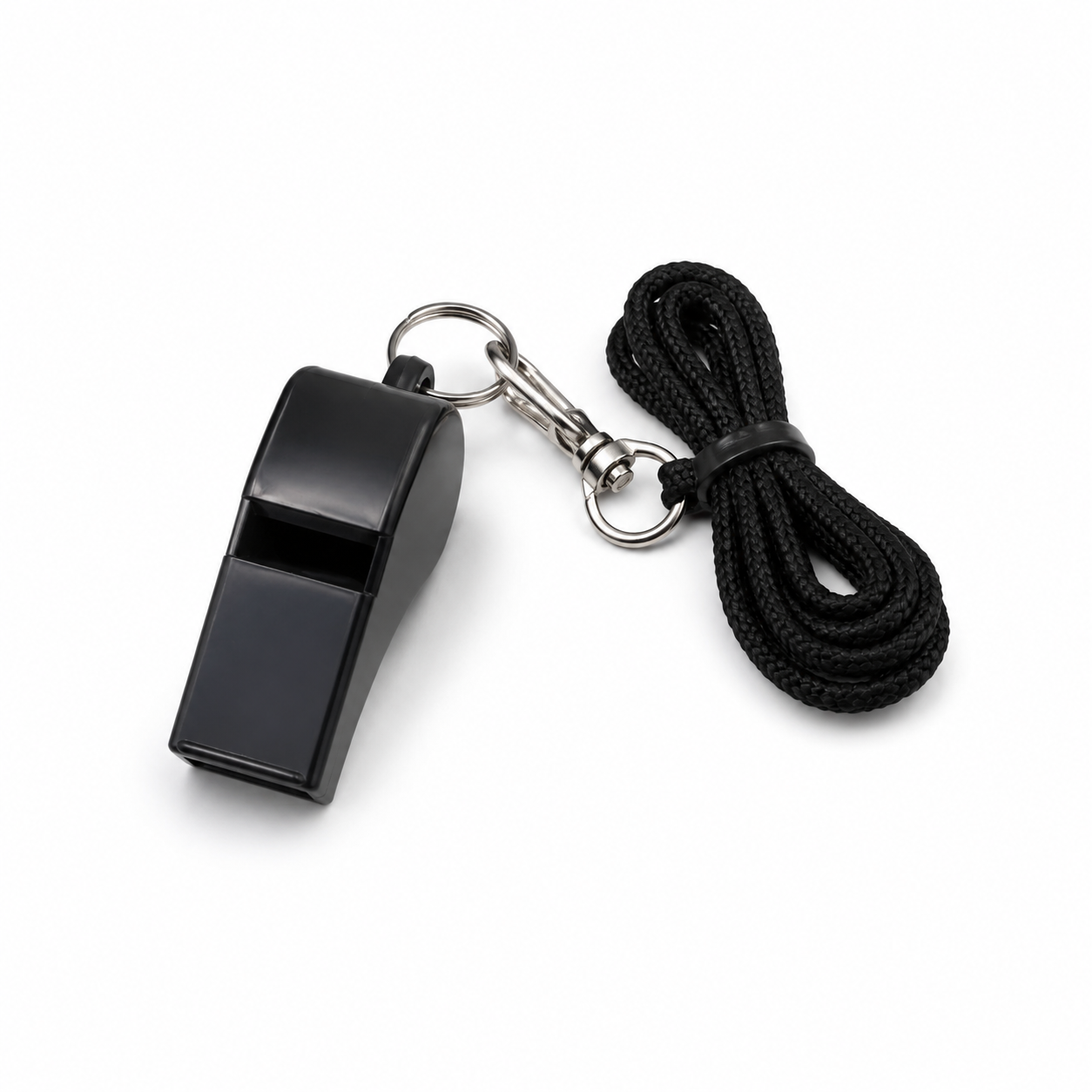 Whistle with Lanyard - Black