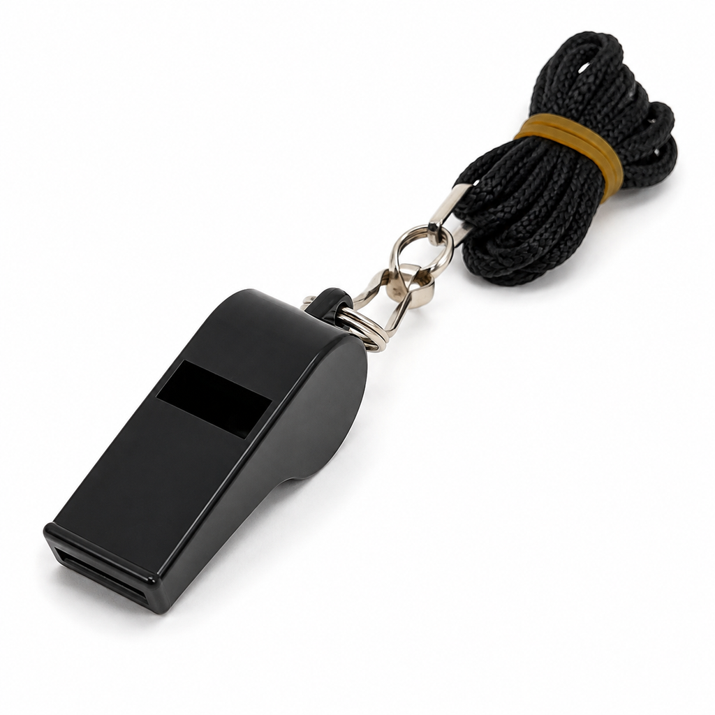 Whistle with Lanyard - Black