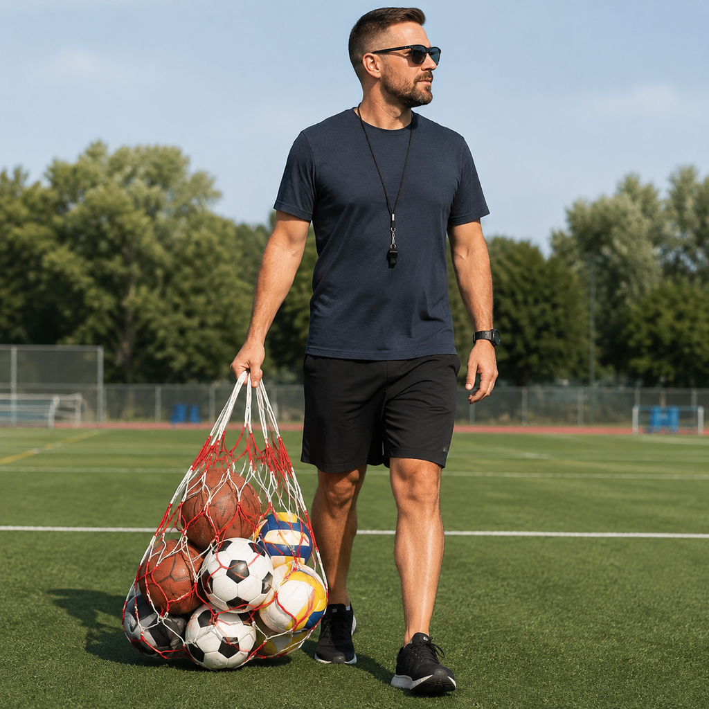Braided Sports Ball Carry Net - Red