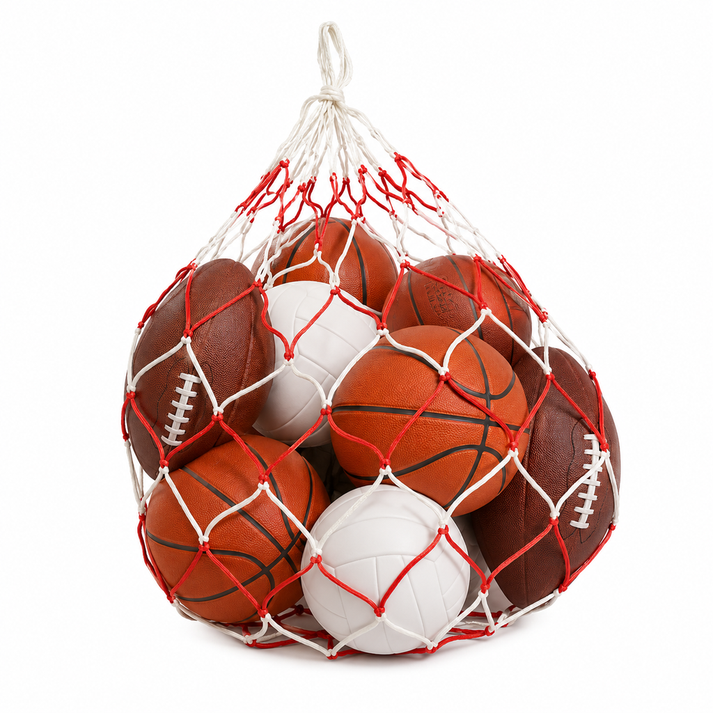 Braided Sports Ball Carry Net - Red