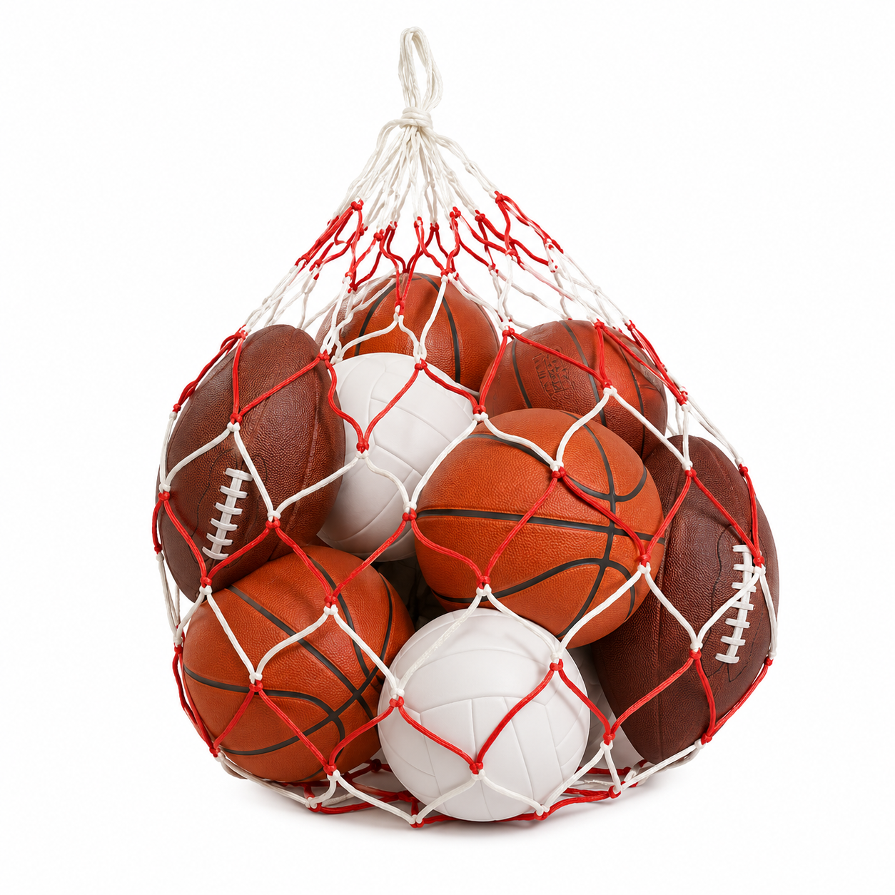 Braided Sports Ball Carry Net - Red