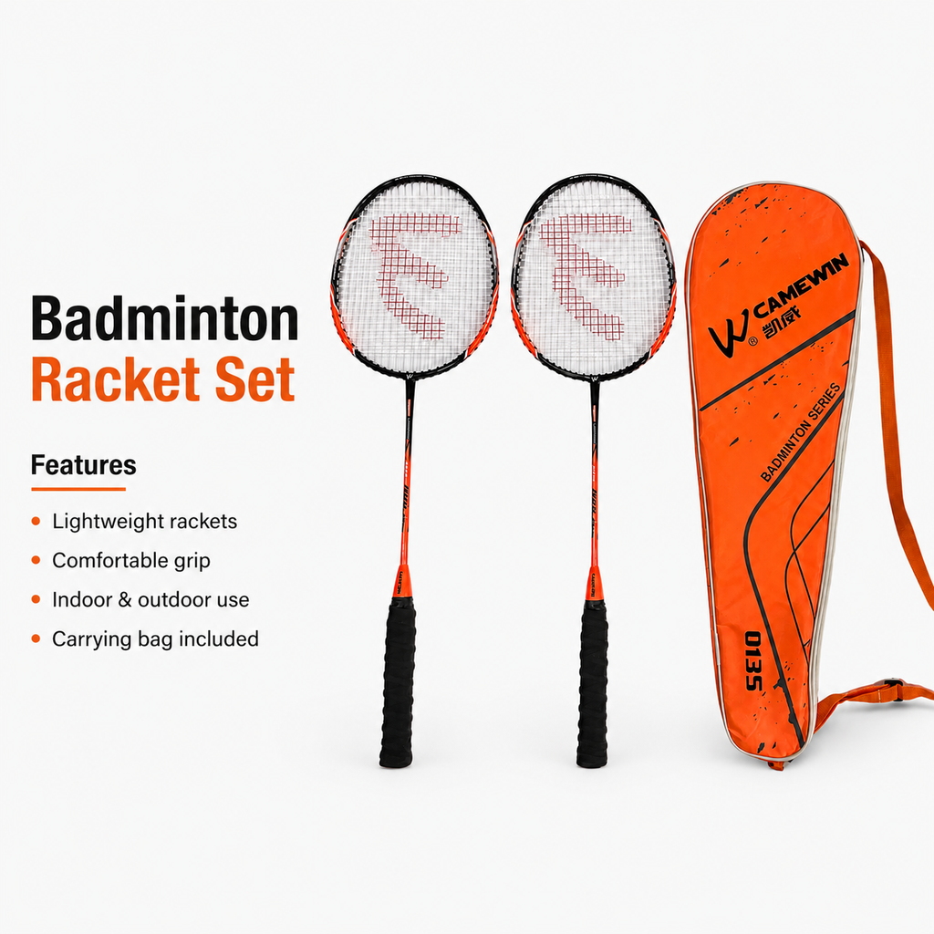 Orange Badminton Racket Set Camewin 0135