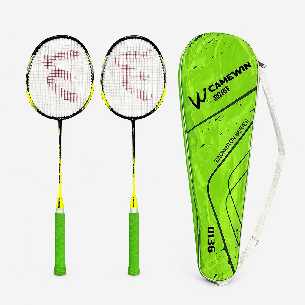 Green Badminton Racket Set Camewin 0136