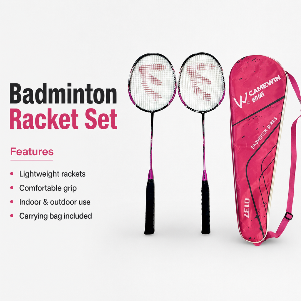 Pink Badminton Racket Set Camewin 0137