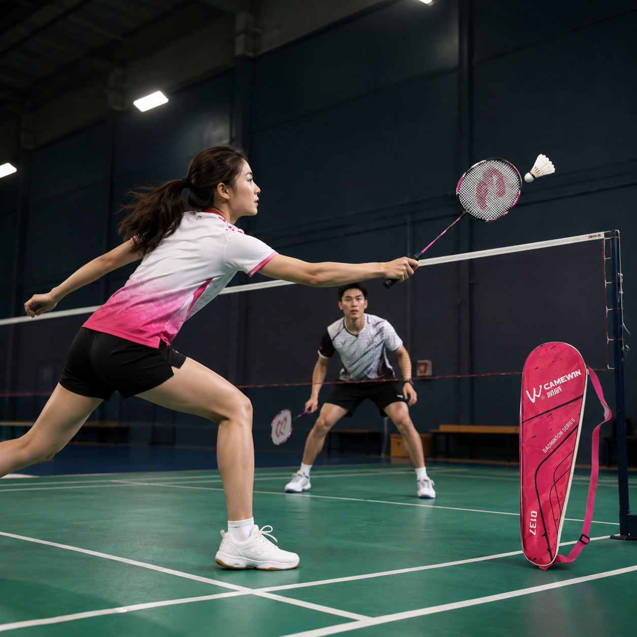 Pink Badminton Racket Set Camewin 0137