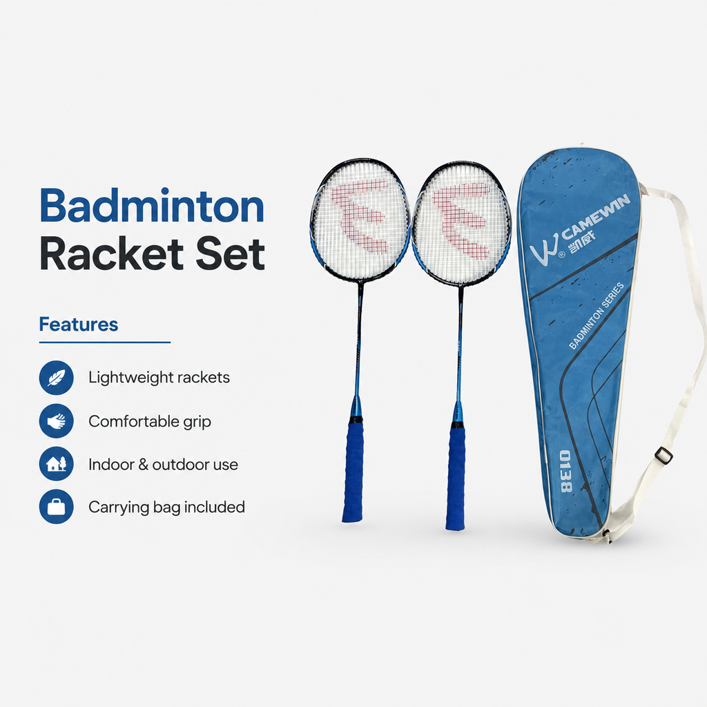 Blue Badminton Racket Set Camewin 0138
