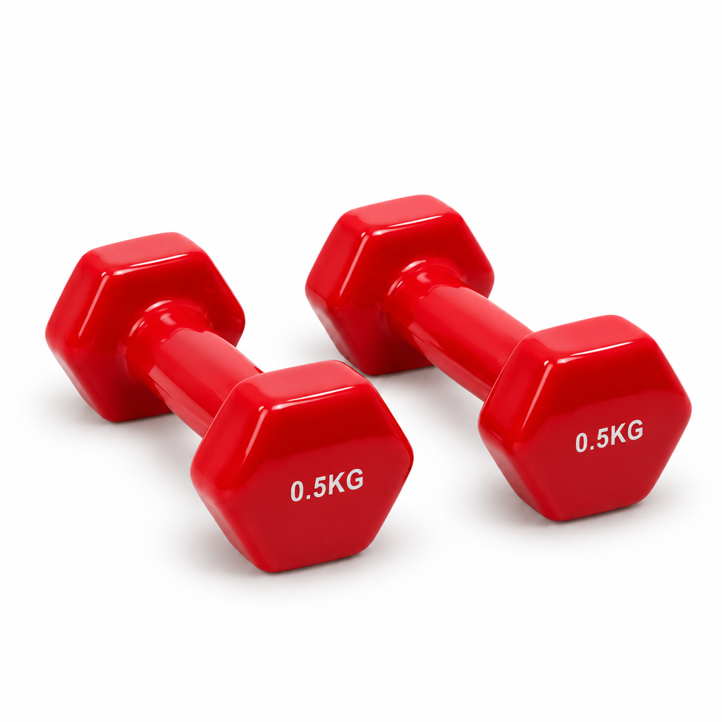 Vinyl Hex Dumbbell Pair - Red - 0.5 Kg