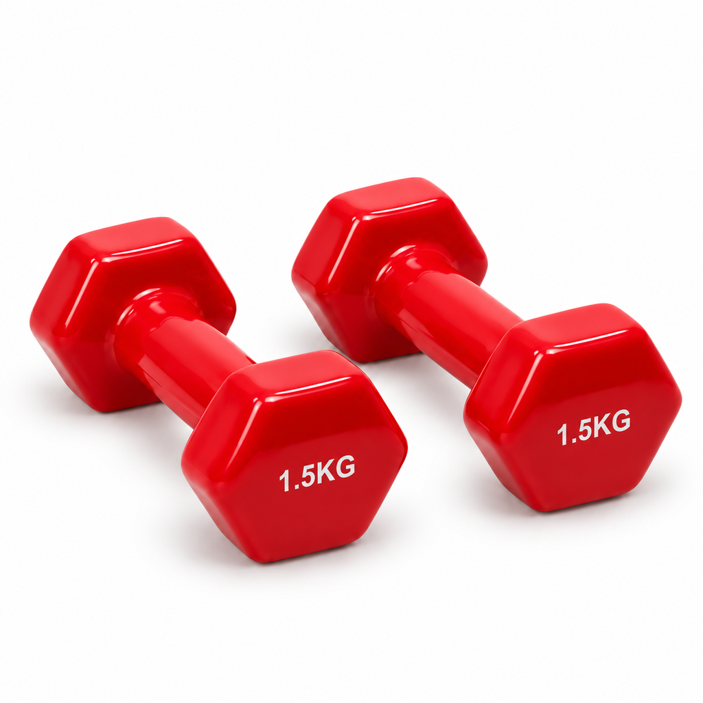 Vinyl Hex Dumbbell Pair - Red - 1.5 Kg