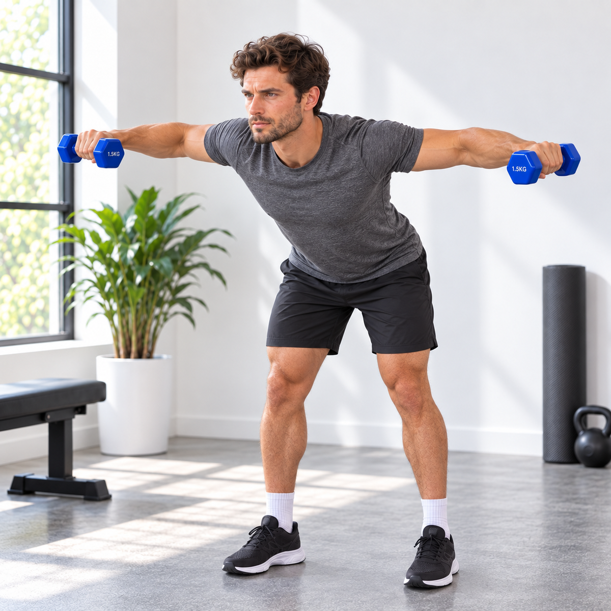 Vinyl Hex Dumbbell Pair - Blue - 1.5 Kg