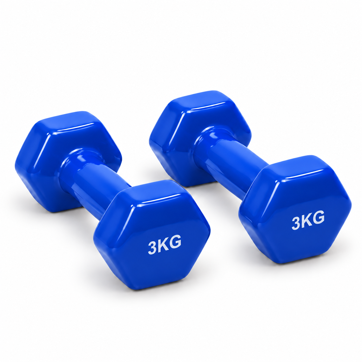 Vinyl Hex Dumbbell Pair - Blue - 3 Kg