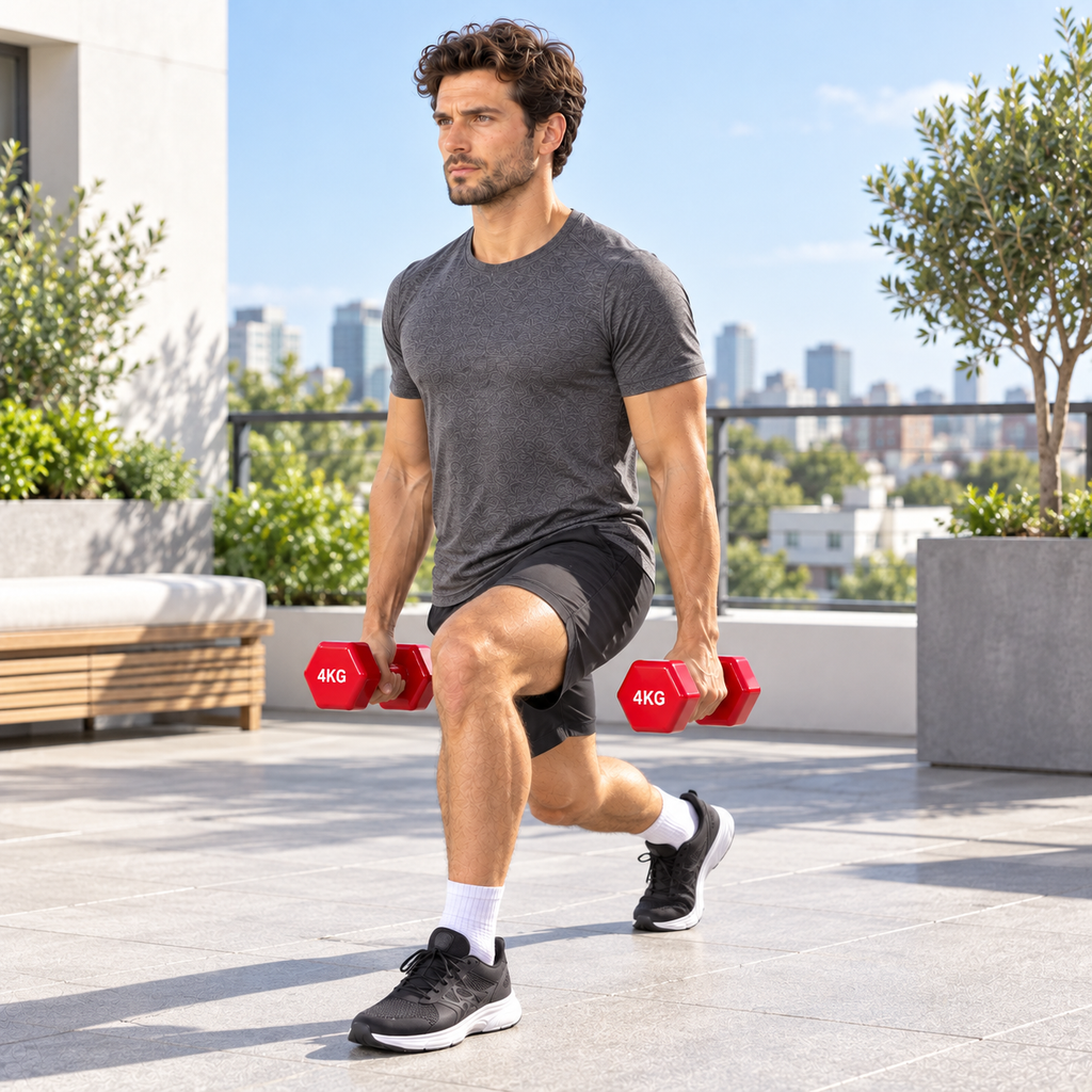 Vinyl Hex Dumbbell Pair - Red - 4 Kg