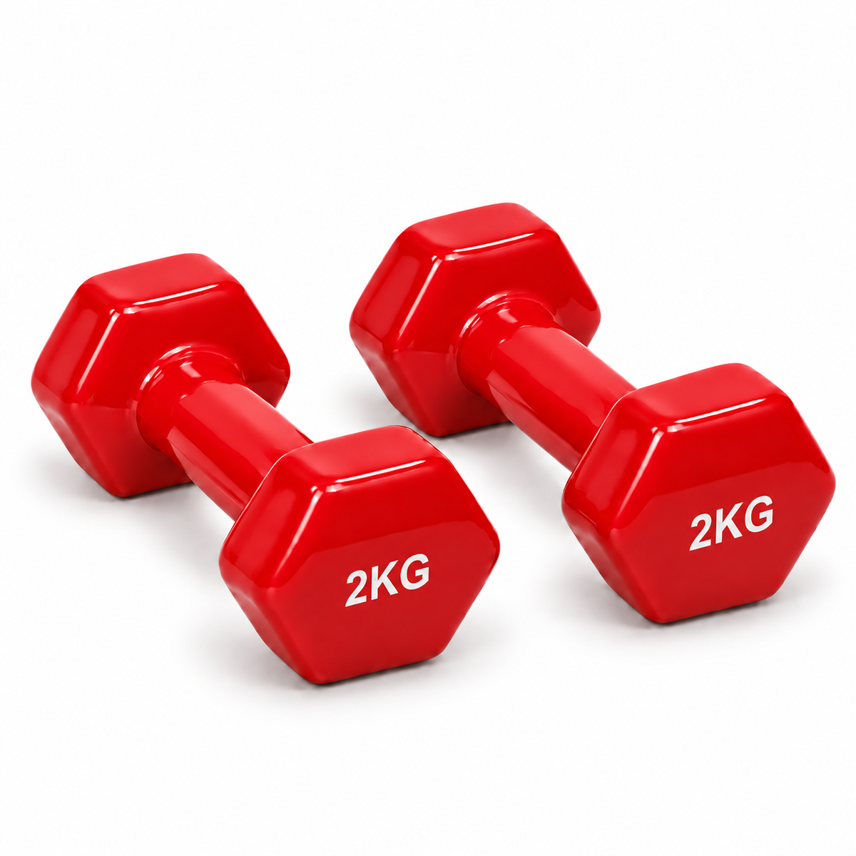 Vinyl Hex Dumbbell Pair - Red - 2 Kg