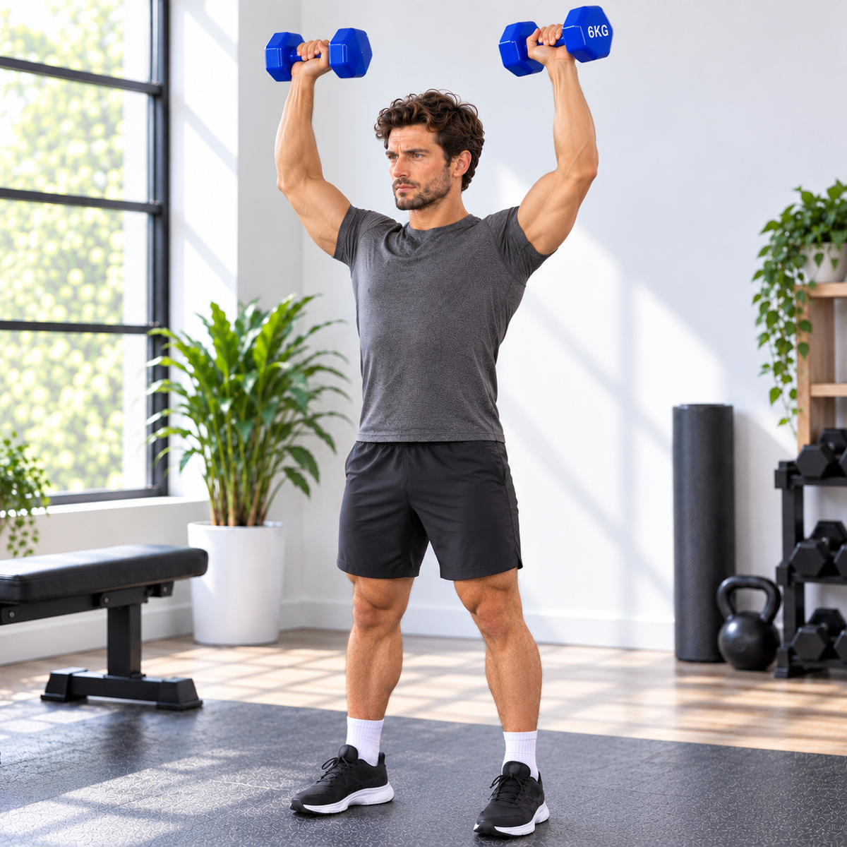 Vinyl Hex Dumbbell Pair - Blue - 6 Kg