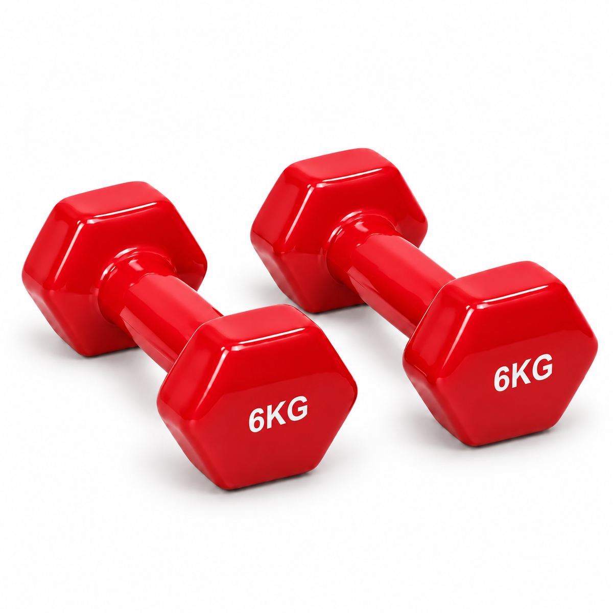 Vinyl Hex Dumbbell Pair - Red - 6 Kg