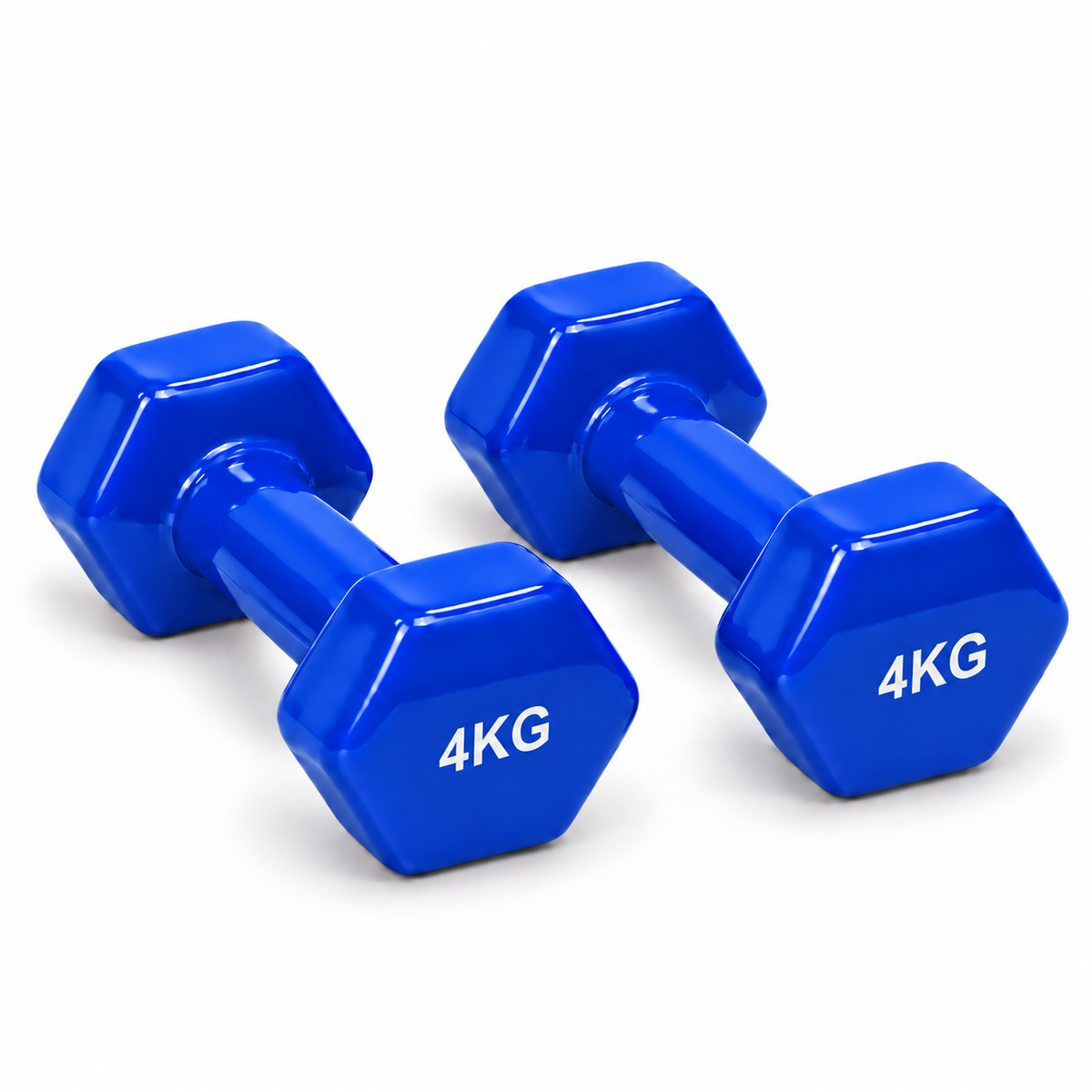Vinyl Hex Dumbbell Pair - Blue - 4 Kg