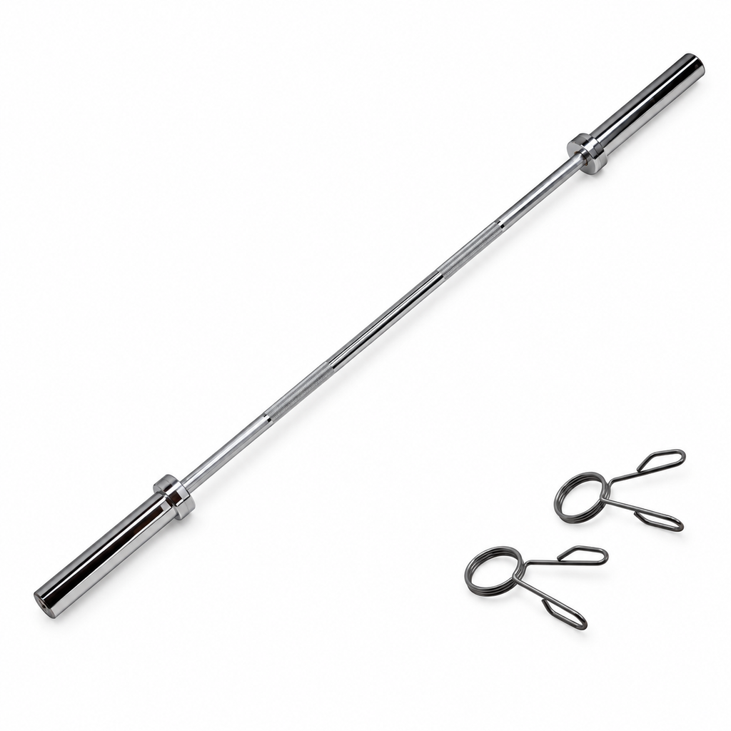 Straight Chrome Barbell with Spring Collars