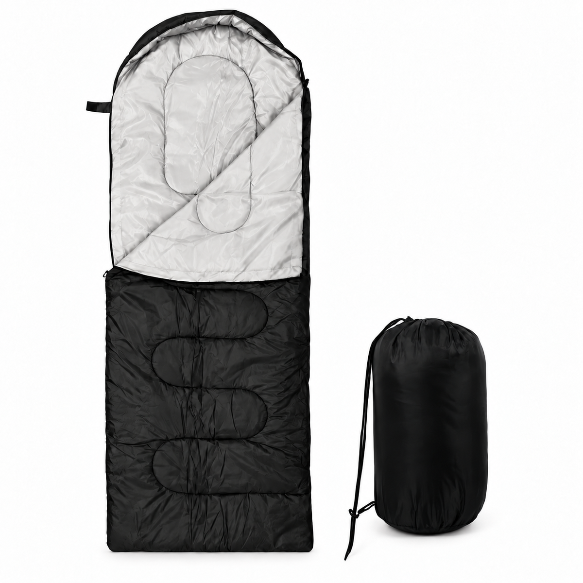 Waterproof Hooded Sleeping Bag - Black