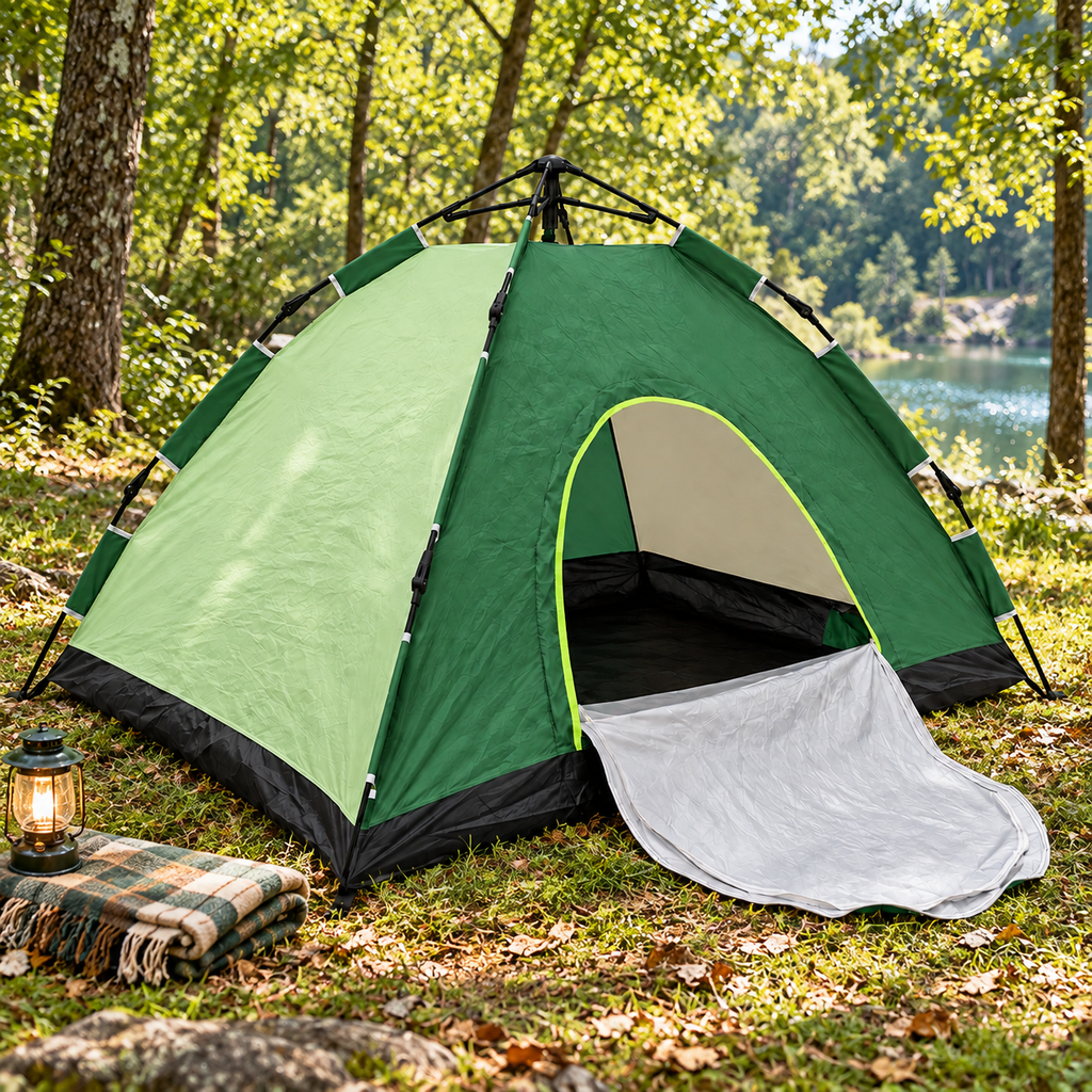 Automatic Pop-Up Camping Tent - 3 Pers - Green