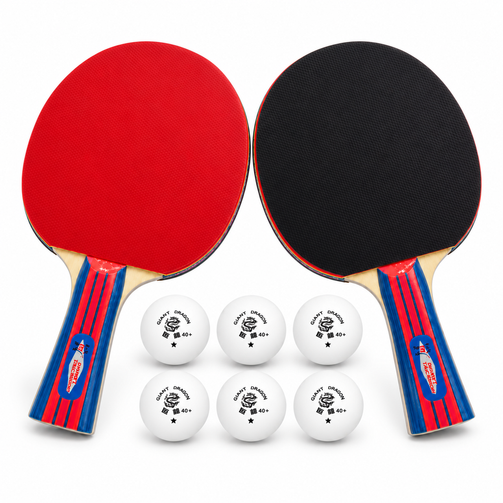 Bundle - Giant Dragon Tai Chi 3-Star Table Tennis – 2 Rackets + 6 Balls