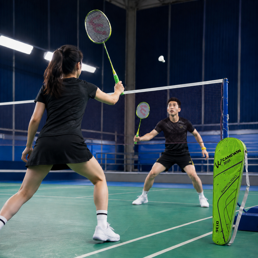 Green Badminton Racket Set Camewin 0136