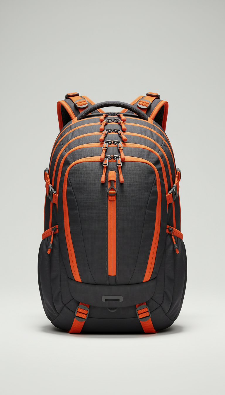 Technical Backpack with Signal Orange Trim